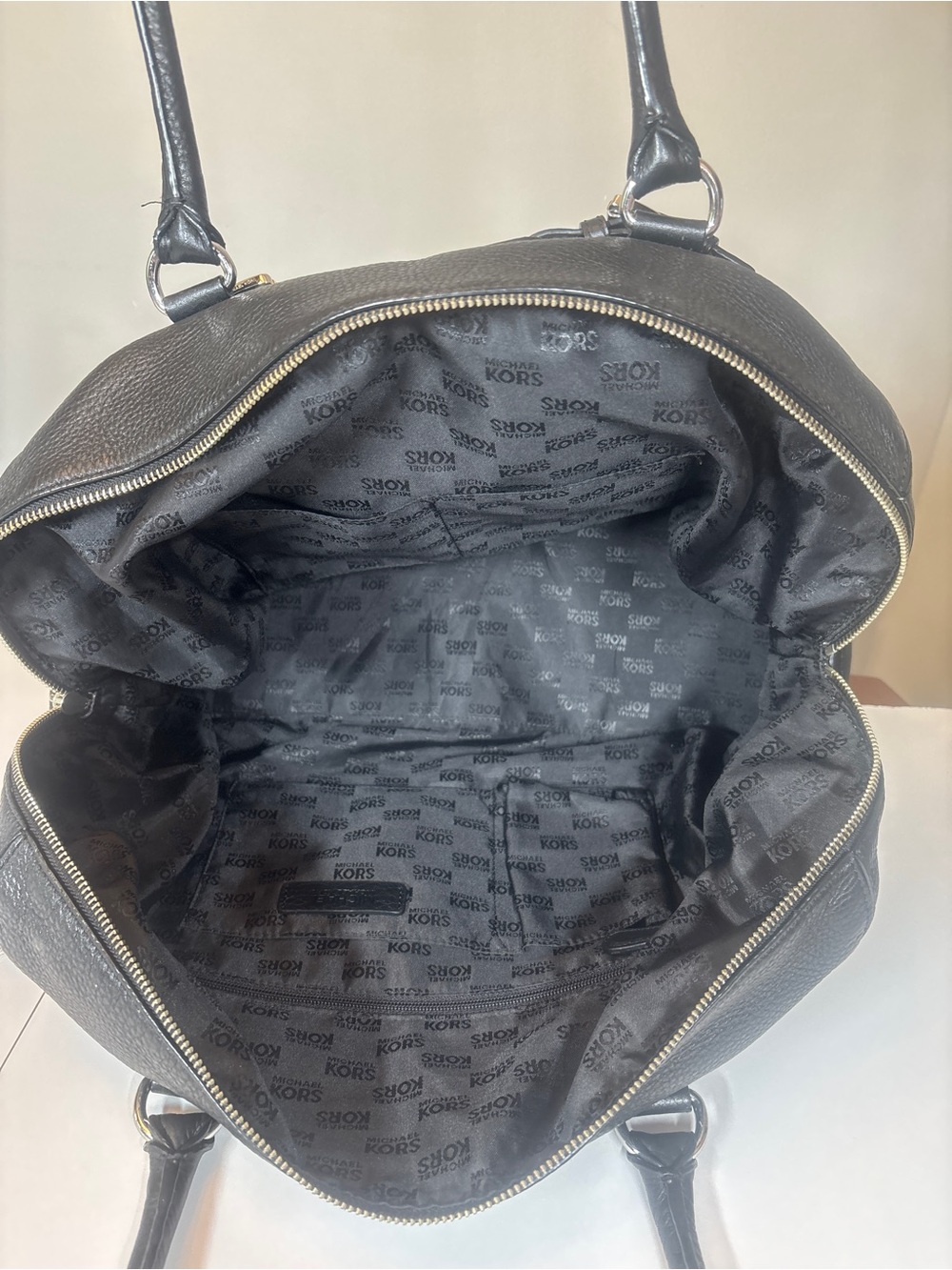 Michael Kors Black Hamiliton Weekender Leather Tote Satchel with Silver Hardware - Picture 12 of 15